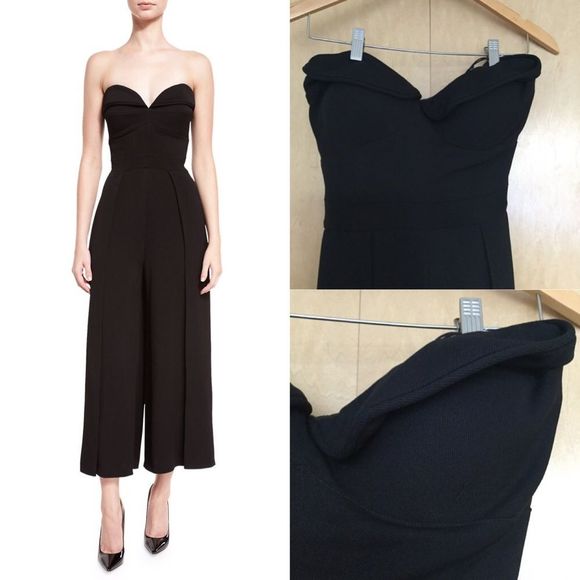 Brandon Maxwell Strapless Wide-LegCropped Jumpsuit - Picture 2 of 7